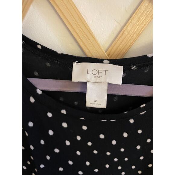 LOFT Top Women's Medium Black and white Polka dot Sleeveless Blouse - Picture 5 of 5